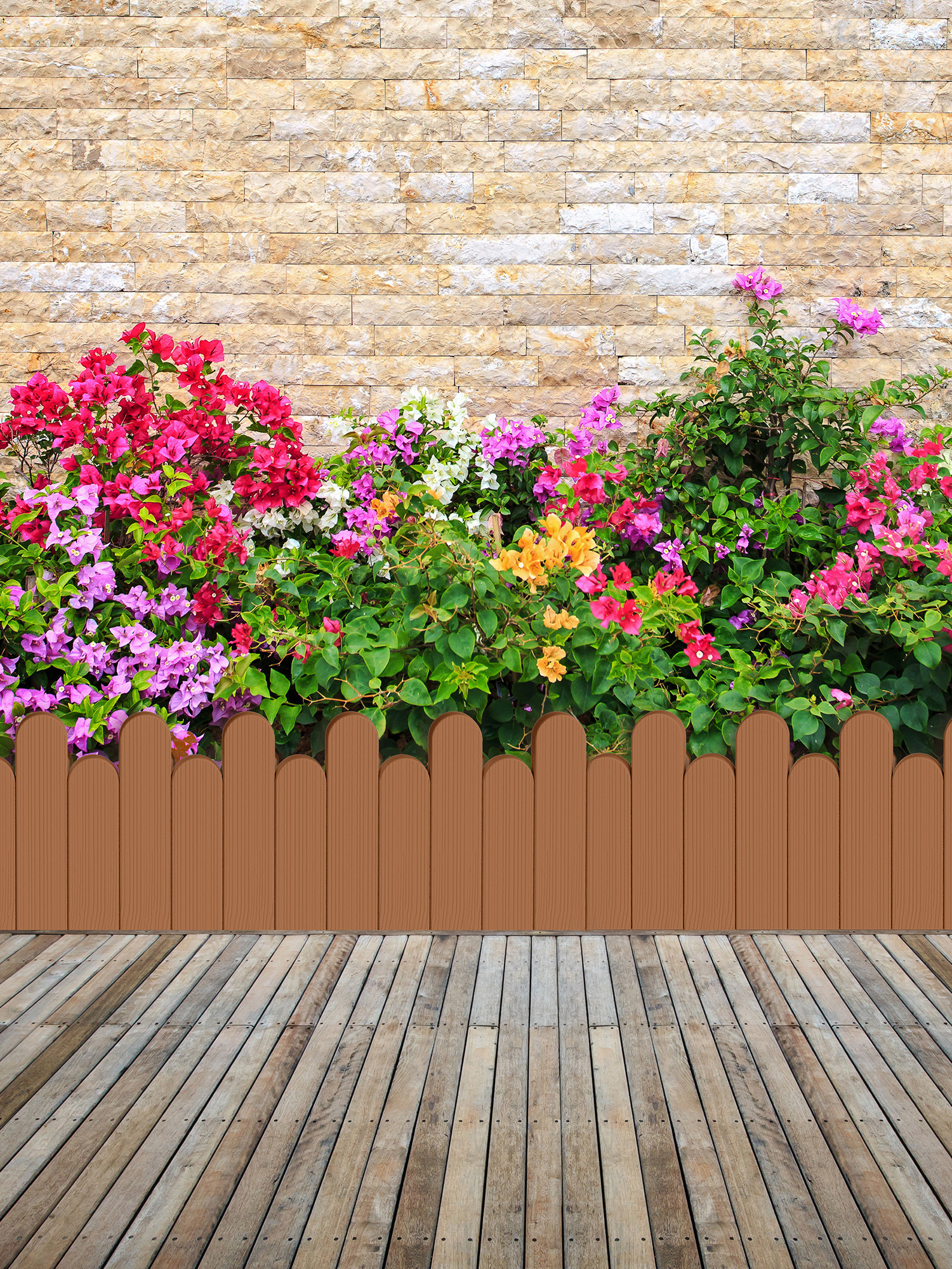 防腐塑木插地栅栏户外庭院花园菜园地木塑围栏小型篱笆围挡土护栏