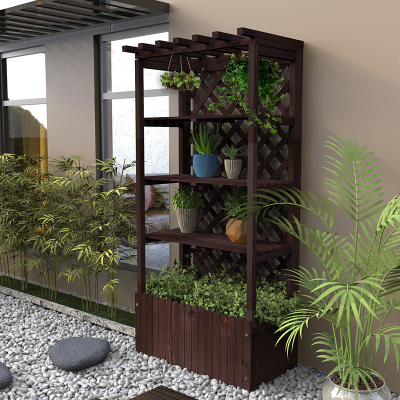 碳化防腐木栅栏攀爬藤隔断庭院