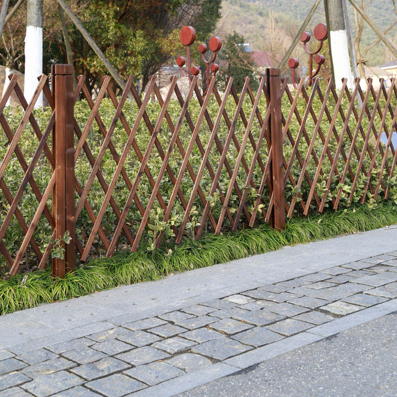 碳化插地伸缩幼儿园爬藤木栅栏