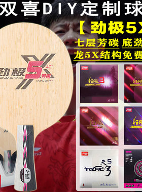红双喜乒乓球底板球拍PG5劲极5X横直拍定制手工粘拍DIY初学进阶用