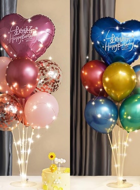 网红发光桌飘生日装饰场景布置气球儿童宝宝周岁快乐派对男孩女孩