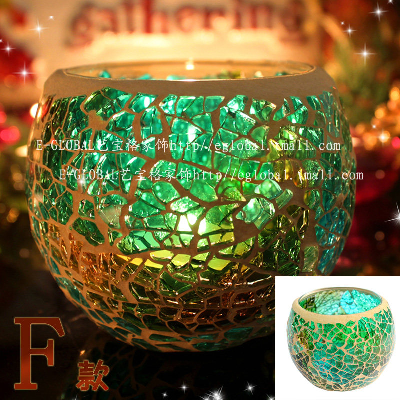 3只包邮马赛克玻璃烛台欧式烛光晚餐创意婚庆蜡烛杯道具餐桌摆件