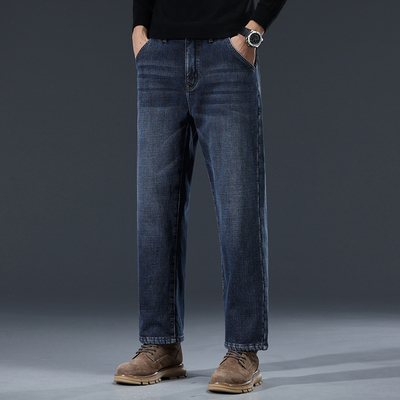九分牛仔裤男宽松版直筒弹力