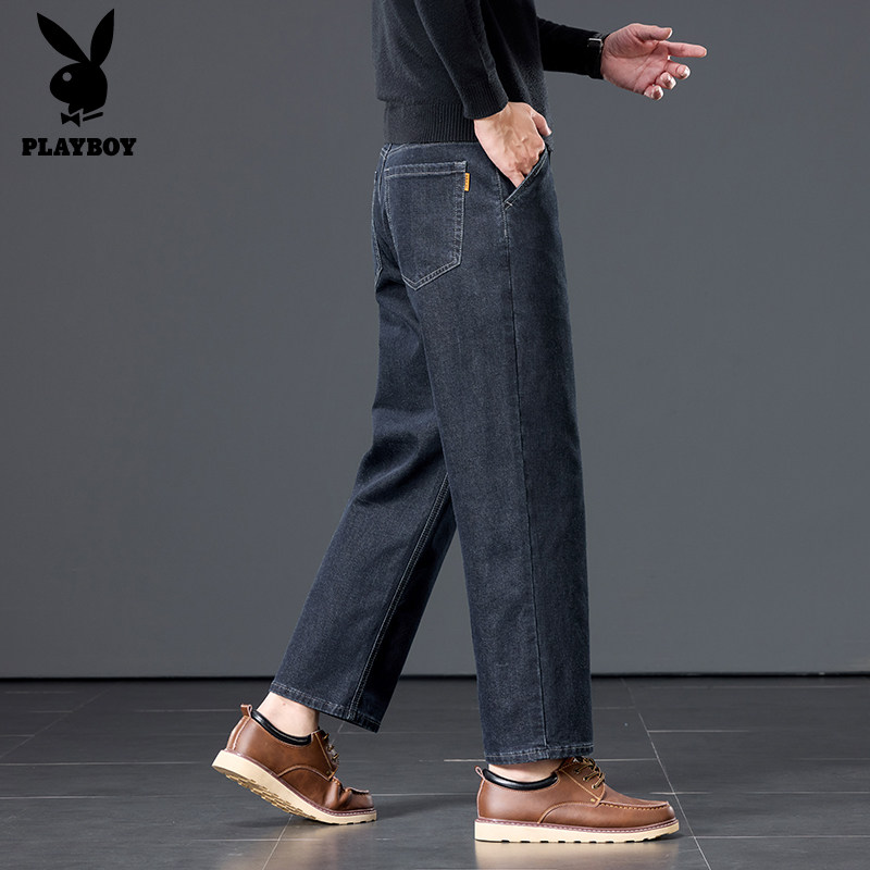 PLAYBOY九分牛仔裤男士宽松直筒