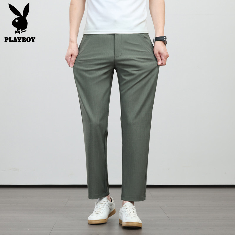 PLAYBOY九分休闲裤男款夏季薄款直筒宽松西裤小个子显高百搭男裤