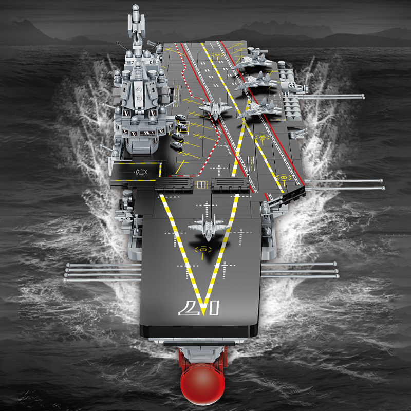 方橙积木FC6103山东舰国产航空母舰拼插拼装小颗粒模型玩具大尺寸
