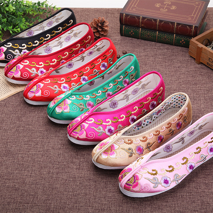 Spring and summer The old quarter Beijing cloth shoes Women slippers comfortable Flat bottom Hollow printing Sandals ventilation Flax National shoesin the Women's Shoes, Low shoe, Cloth shoes category - from Buy2taobao.com to provide professional Taobao agent buy service