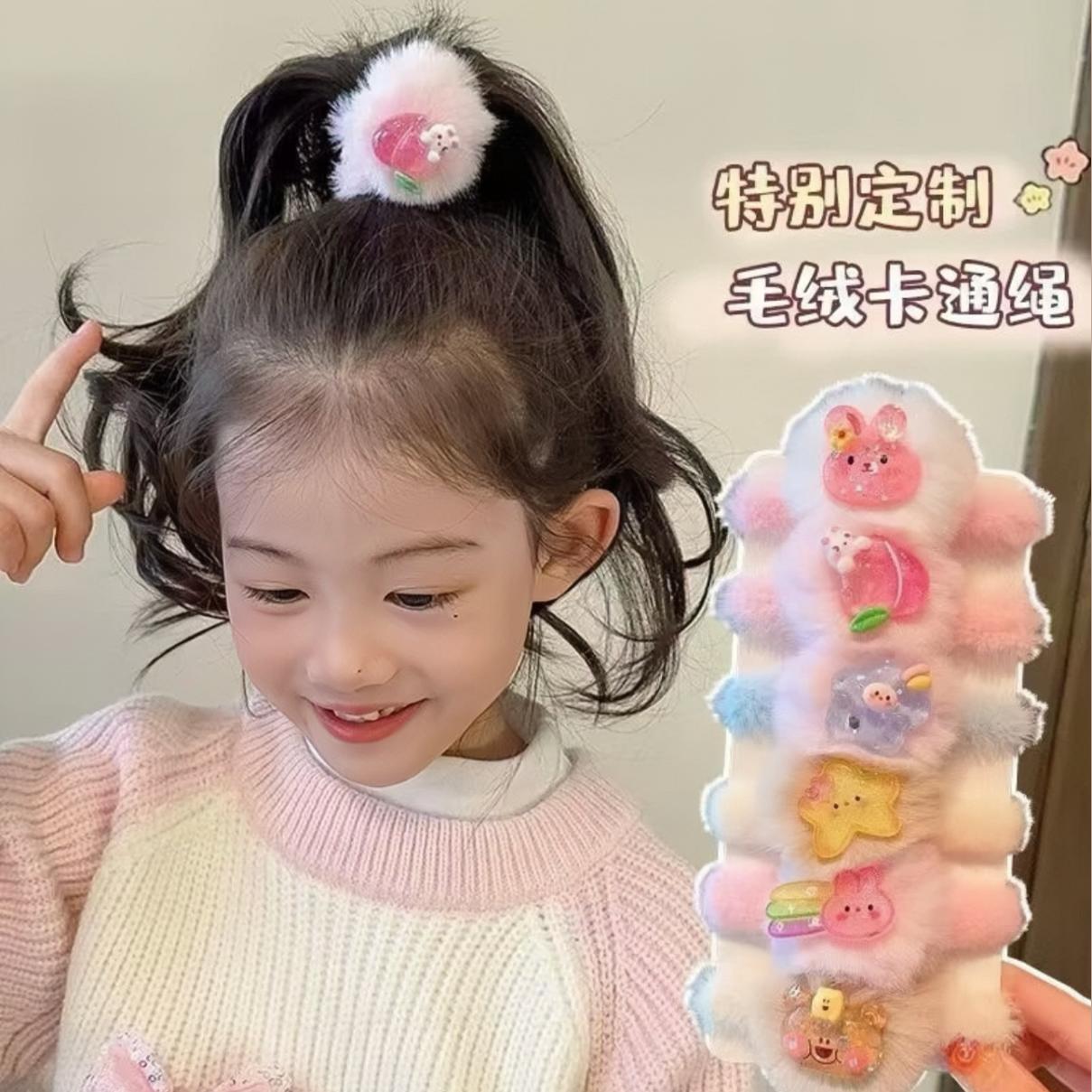 卡通毛绒发圈女童高弹力毛茸茸