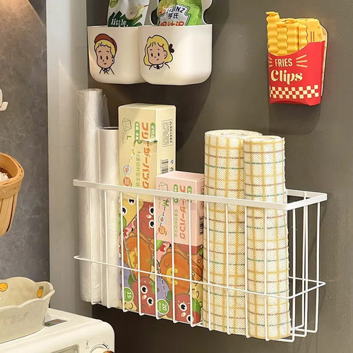 冰箱置物架侧收纳磁吸厨房保鲜袋收纳神器壁挂保鲜膜收纳盒调料