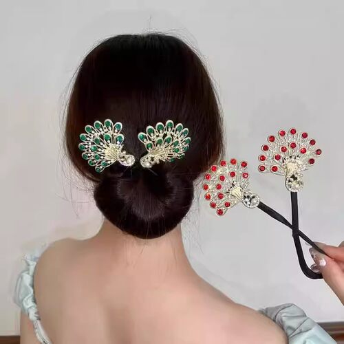 2025新款孔雀开屏盘发神器后脑勺头饰优雅扭扭夹妈妈丸子头发夹女