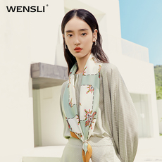 шарф 万事利夏季薄款100%桑蚕丝真丝丝巾送礼披肩双面印花大方巾左岸