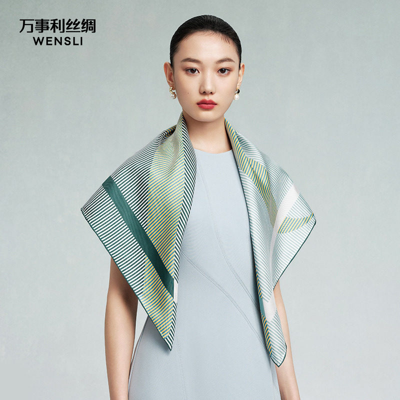 万事利100%桑蚕丝非遗丝织真丝丝巾大方巾披肩女88cm礼物--