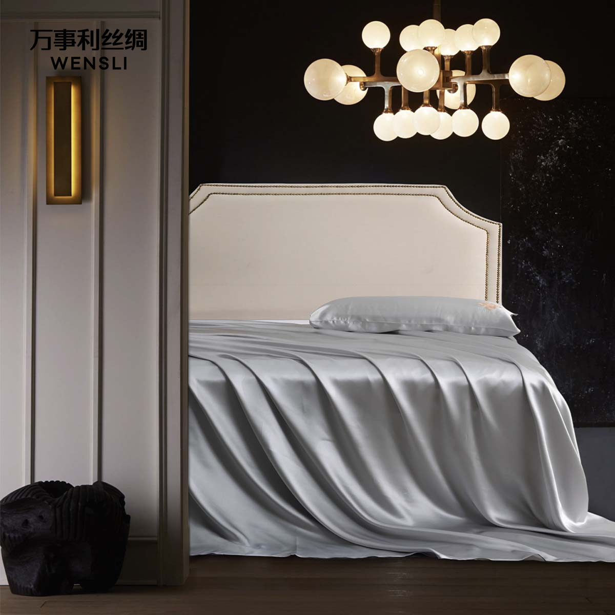 万事利桑蚕真丝枕套床单三件套