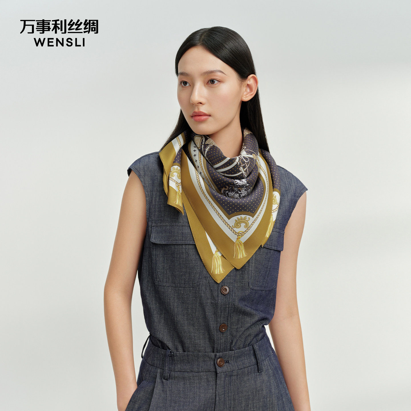 万事利26春夏新品真丝丝巾大方巾披肩围脖女送长辈礼物驰骋之心