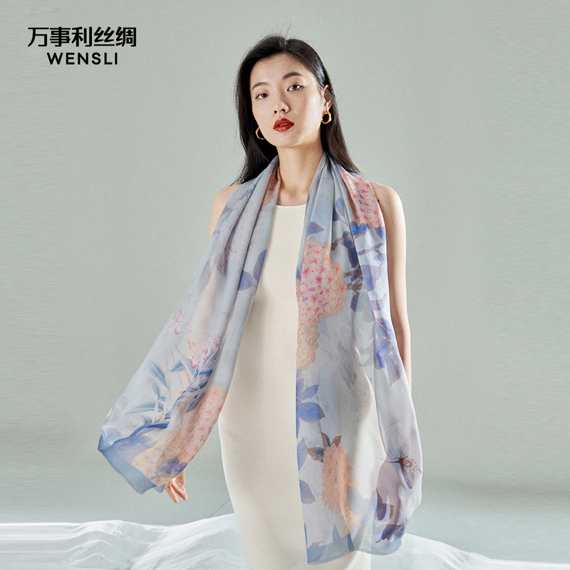 万事利桑蚕丝雪纺长巾