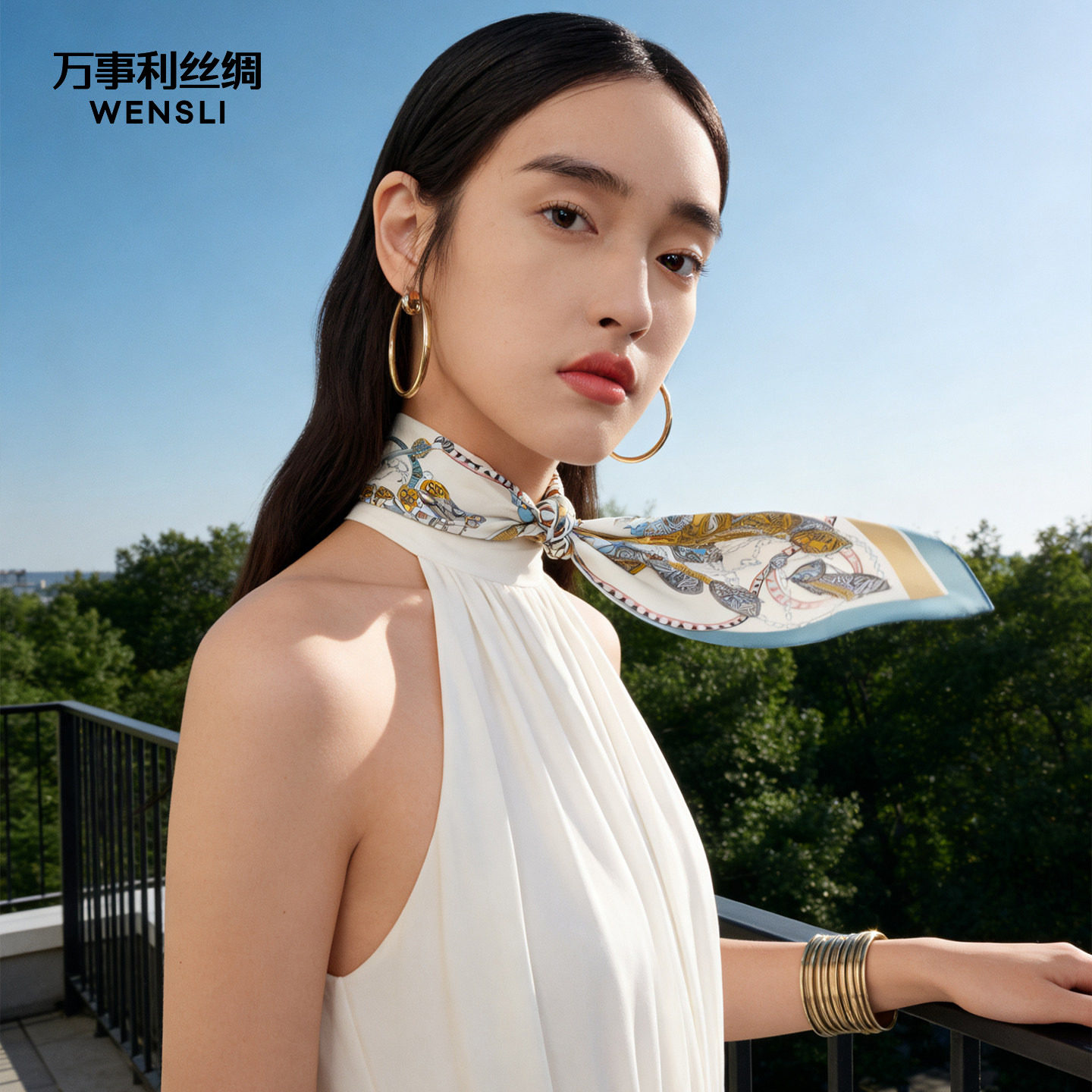 万事利新品100%桑蚕丝真丝丝巾女小方巾女送妈妈生日礼物西域赞马