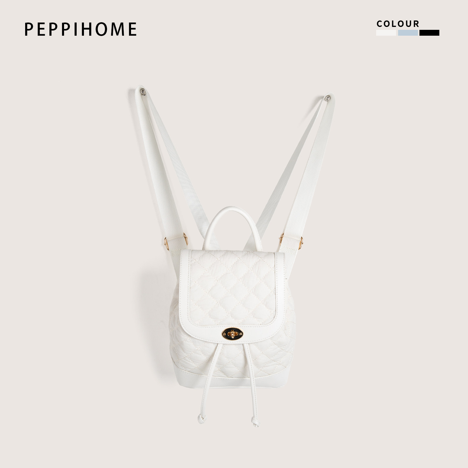 PEPPIHOME 韩系高级感轻奢菱形格双肩包女通勤百搭小众小香风背包