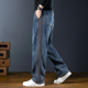 重磅休闲牛仔裤 男秋冬款 潮牌宽松直筒长裤 雷茨美式 子侧边条纹男裤