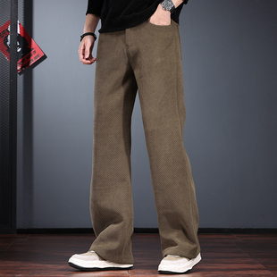 潮牌灯芯绒休闲裤男2025新款秋冬季宽松直筒裤垂感高街美式微喇裤