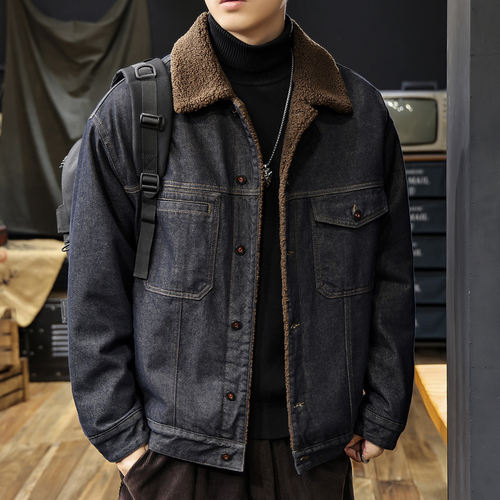 冬季羊羔绒加厚牛仔外套