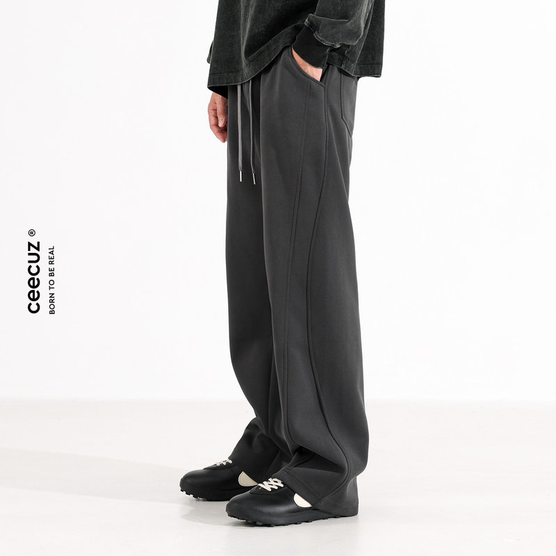 Ceecuz 重磅美拉德薄绒加厚运动卫裤男款冬季加绒保暖阔腿休闲裤