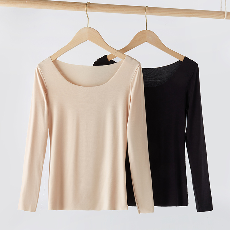 无痕紧身莫代尔圆领简约女打底衣