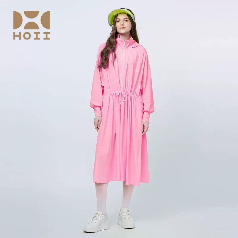 现货 新款 后益hoii防晒衣女夏防紫外线可拆连帽长款防晒外套