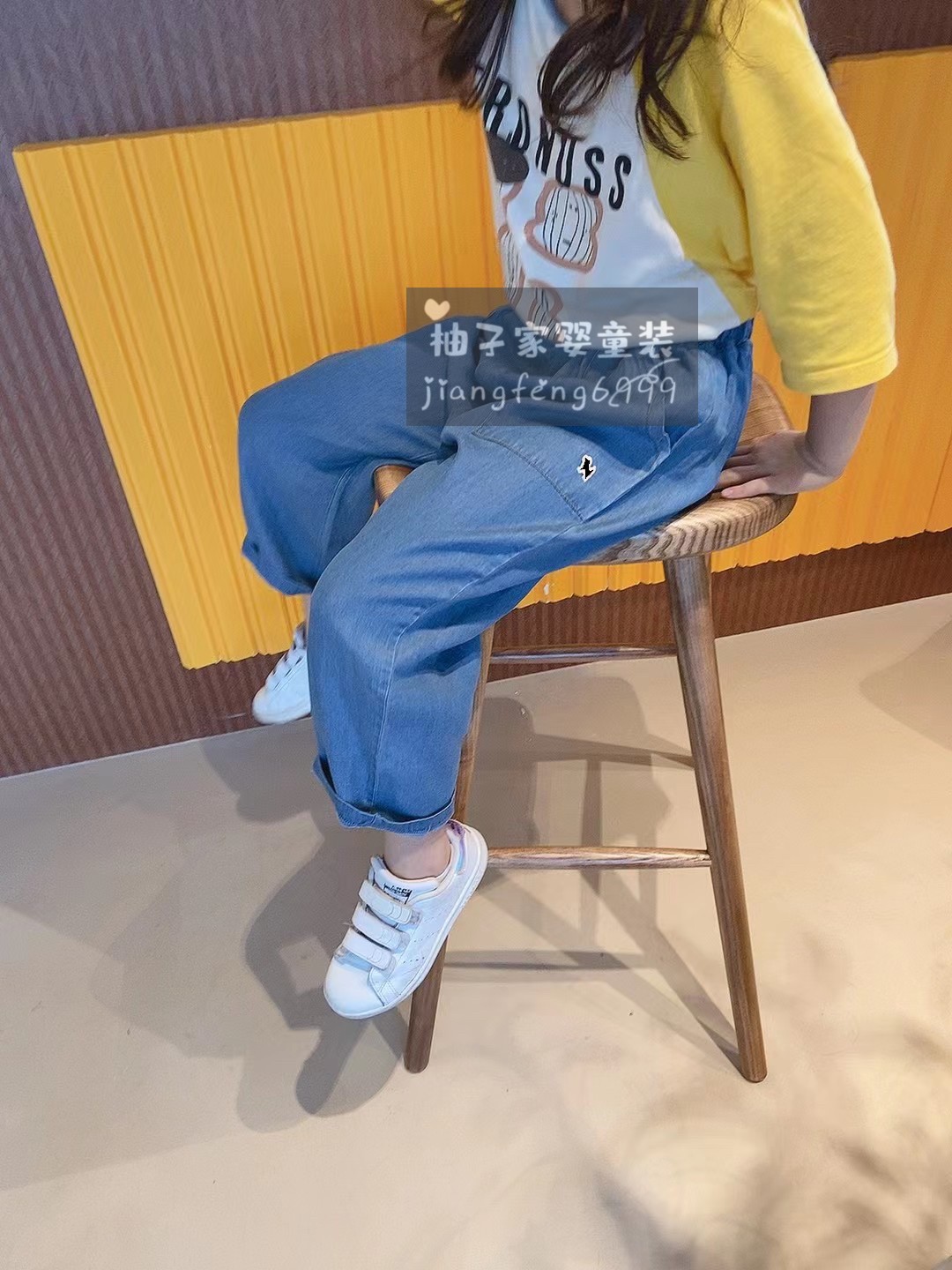 110-150码韩国童装夏新款男女童天丝棉柔软薄牛仔阔腿裤防蚊裤子