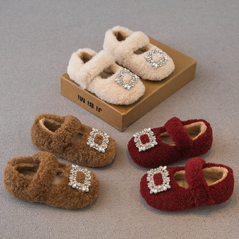 女童毛毛鞋2024冬季新款儿童鞋子小女孩公主鞋二棉加绒宝宝豆豆鞋,童鞋/婴儿鞋/亲子鞋,棉鞋,淘宝优惠券,粉丝福利购,淘宝优惠卷
