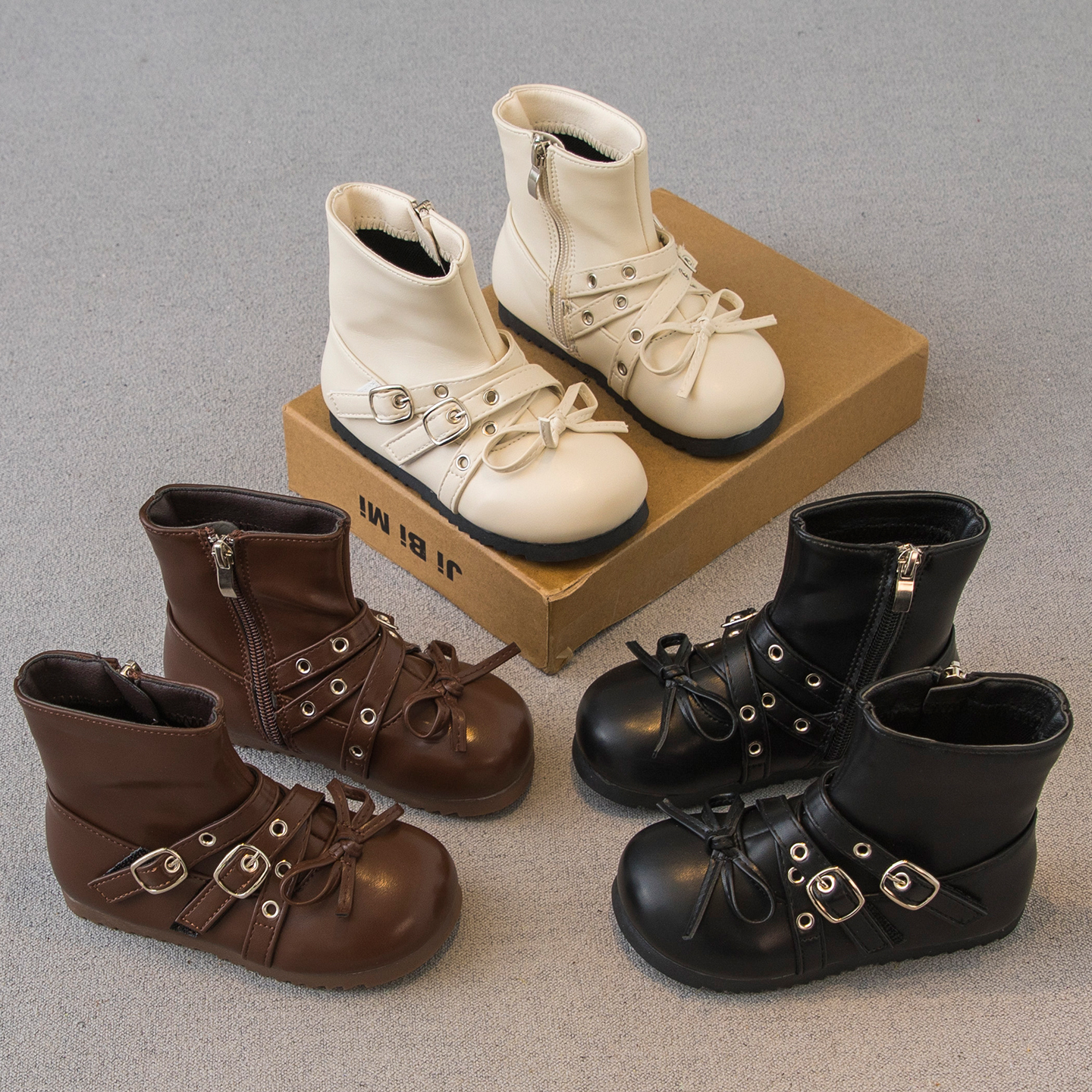 秋款儿童女洋气公主皮短靴