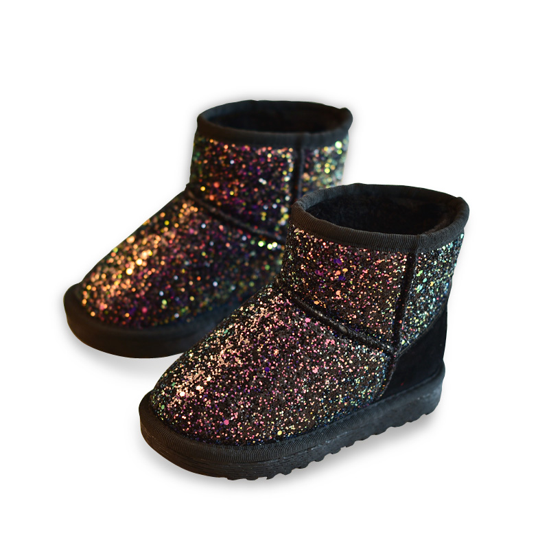 Bottines enfants en tissu Sequin ronde paillette pour hiver - semelle caoutchouc antidérapant - Ref 1003237 Image 5