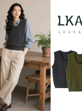 LKAT250835新款设计感U领无袖针织马甲