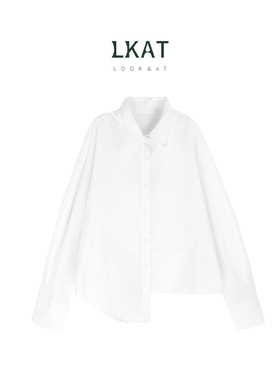LKAT260206设计感不规则纯色拼接衬衫
