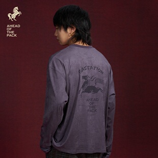 Gastation麂皮长T 飞马烧花图案柔软亲肤垂感春秋耐穿百搭