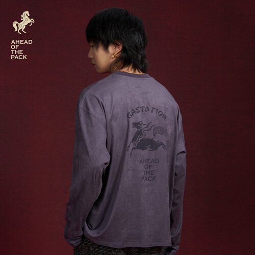 Gastation麂皮长T 飞马烧花图案柔软亲肤垂感春秋耐穿百搭