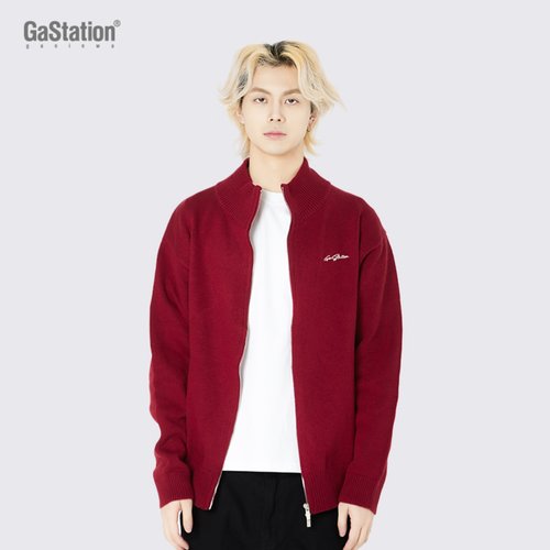 宽松慵懒风针织拉链纯色毛衣外套