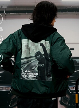 Gastation夹棉MA1夹克 赛车数码印贴布防风防泼水加厚保暖冬季