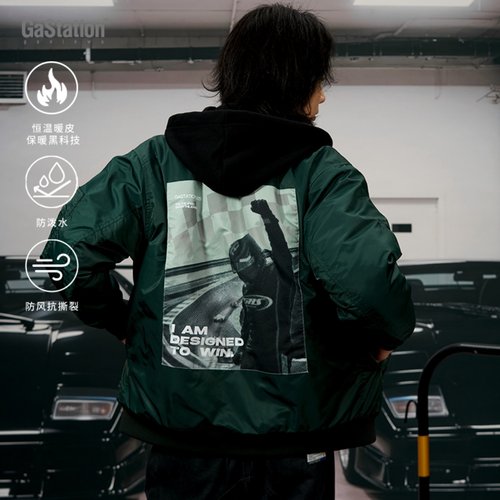 Gastation夹棉MA1夹克 赛车数码印贴布防风防泼水加厚保暖冬季