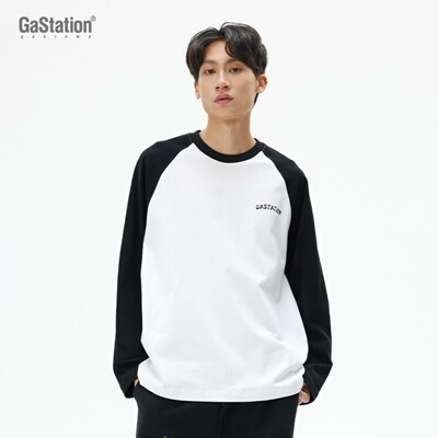 Gastation国潮纯棉擦肩袖长男T恤