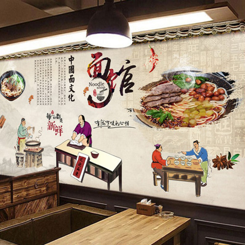 面馆装修背景重庆小面壁纸壁画