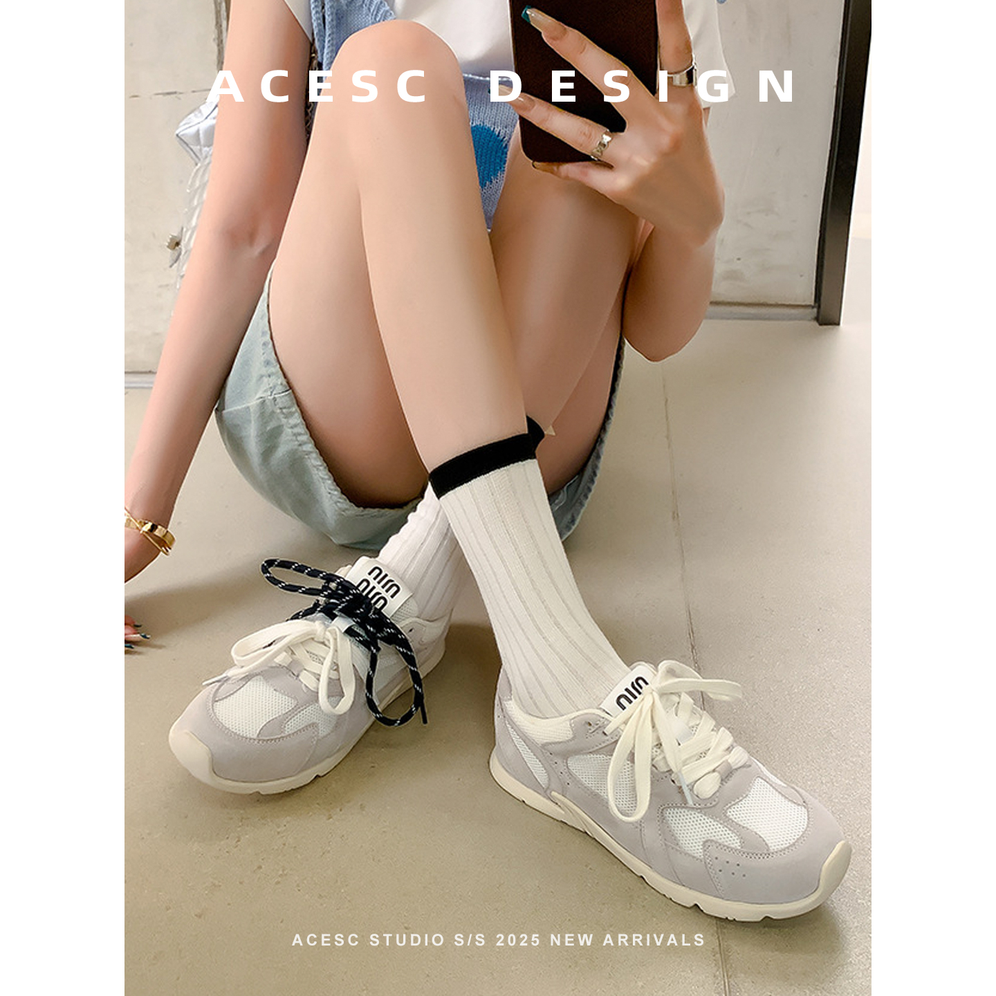 Acesc/艾斯臣2025新款复古系带百搭透气真皮休闲运动德训阿甘鞋女