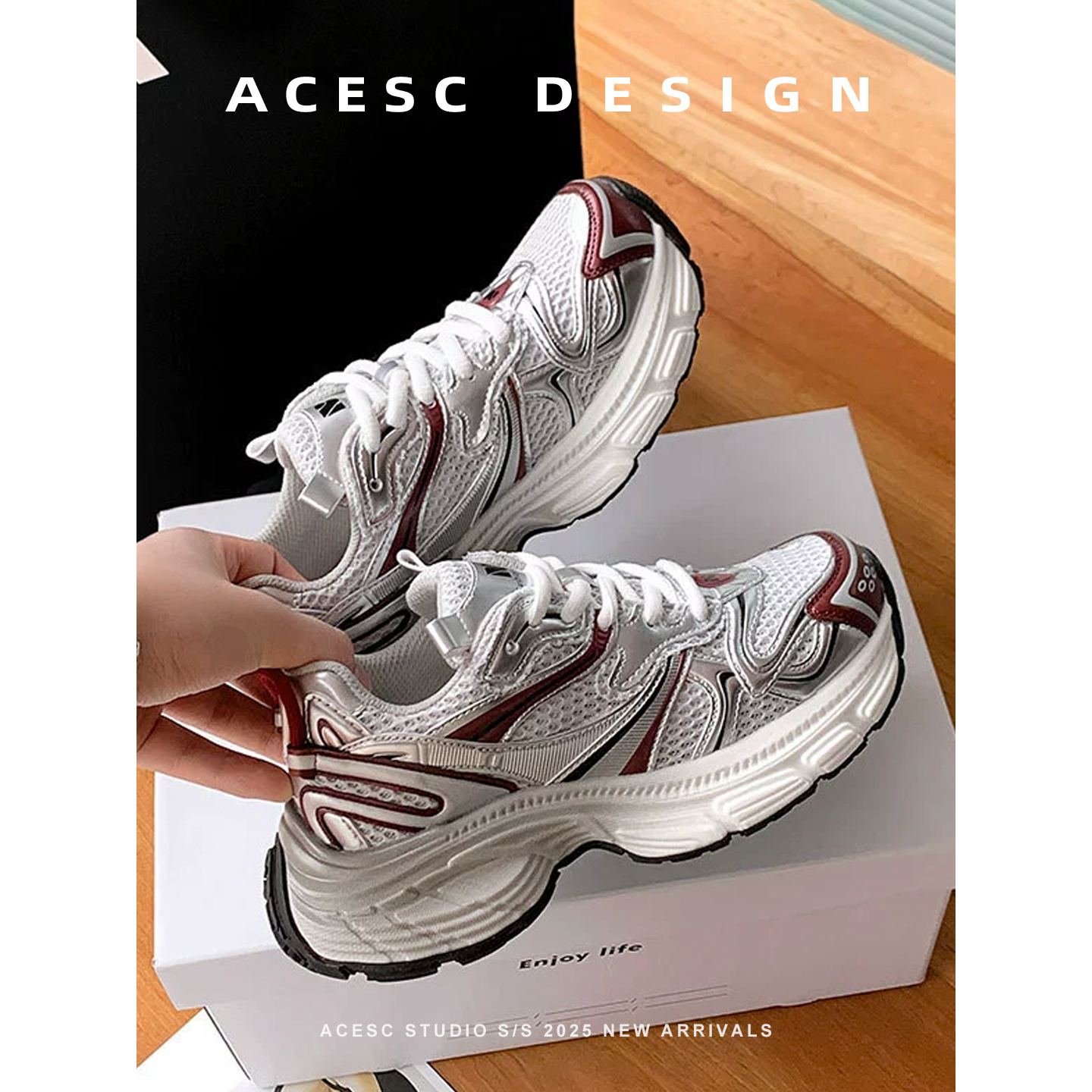 老爹鞋女鞋子ins潮2025新款春夏厚底运动鞋网面显脚小银色休闲鞋