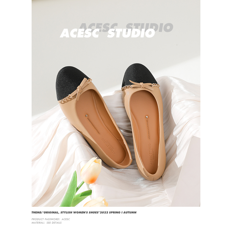 Acesc/艾斯臣奶奶鞋小香风蝴蝶结