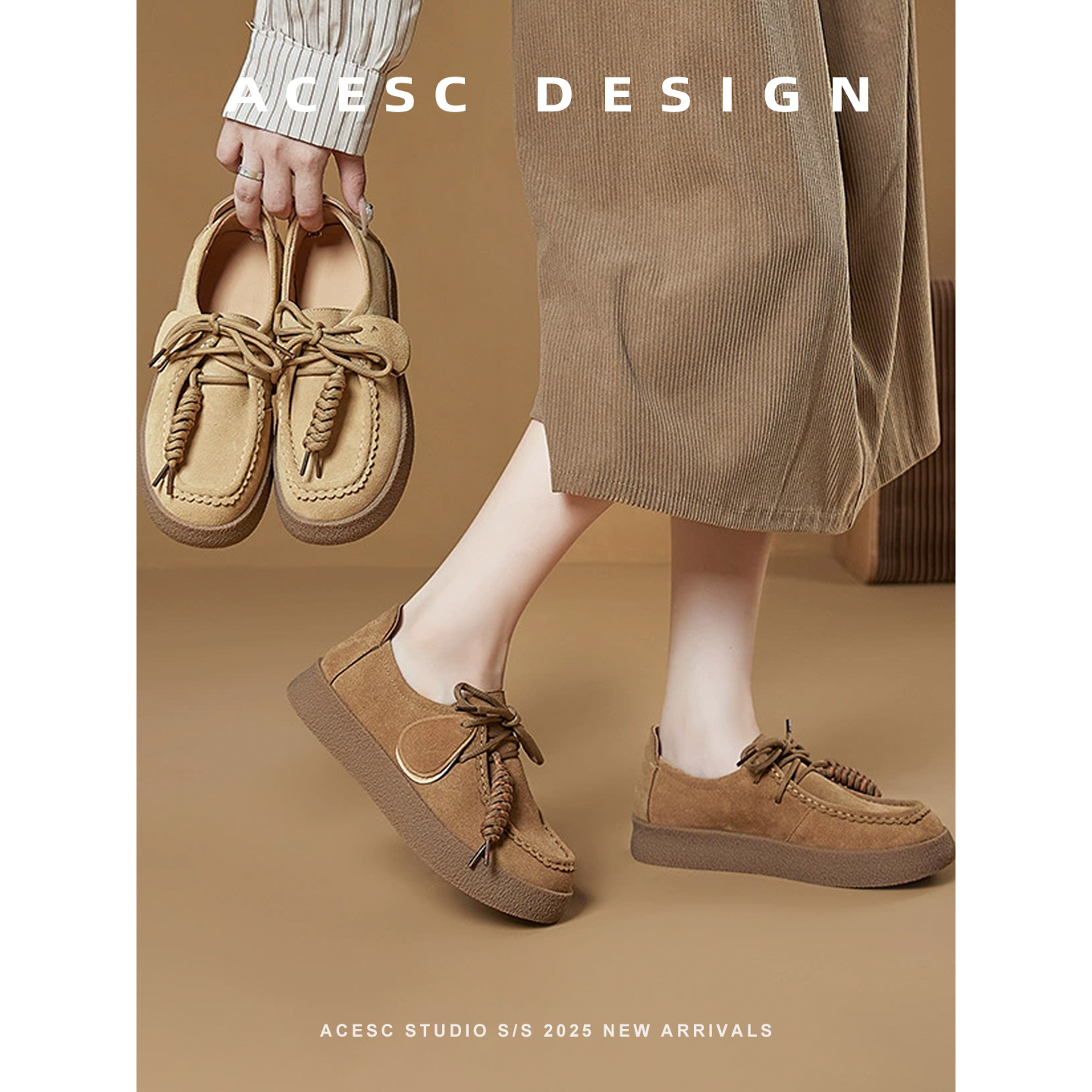 真皮袋鼠鞋2025秋季新款真皮运动鞋休闲小白鞋女平底豆豆鞋女