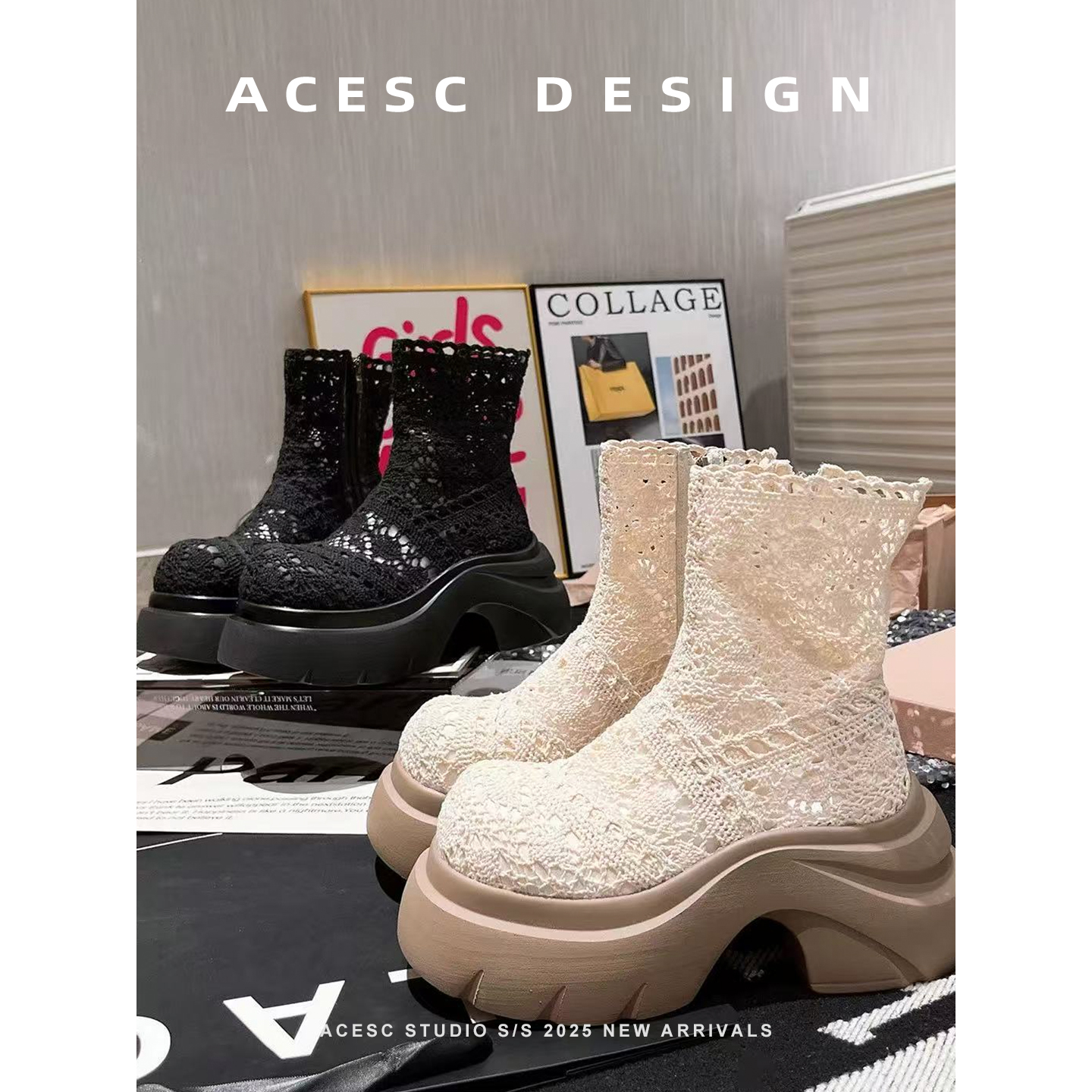 2025夏季透气凉靴女文艺休闲网红街头舒适凉鞋小个子厚底罗马鞋潮