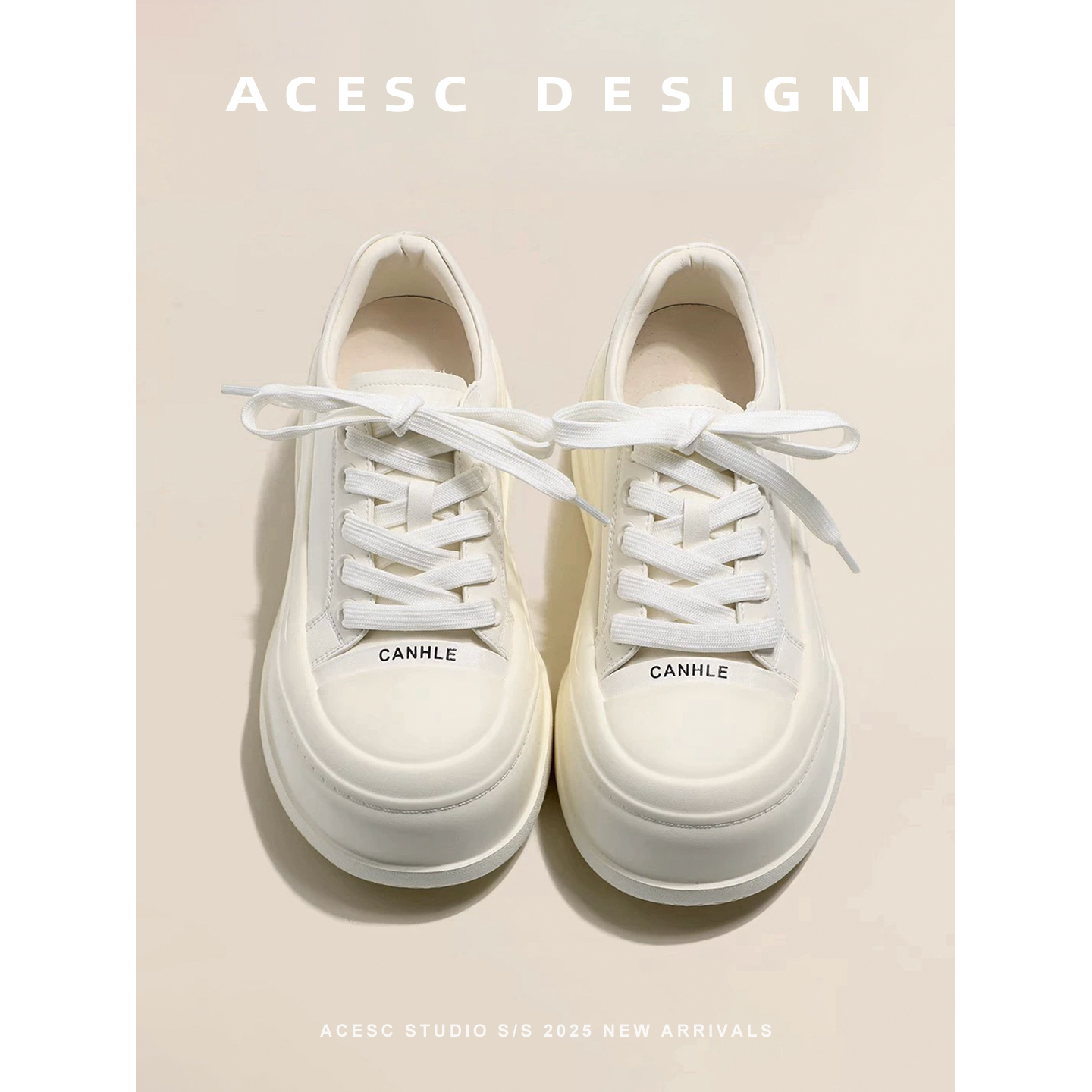 真皮面包鞋小白鞋女2025春季百搭厚底增高系带休闲鞋板鞋