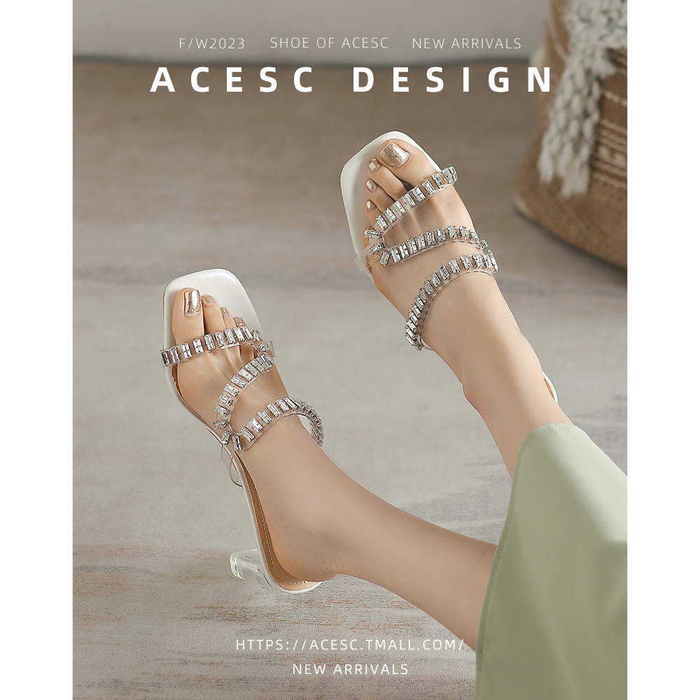 高级感透明凉拖鞋水钻时尚