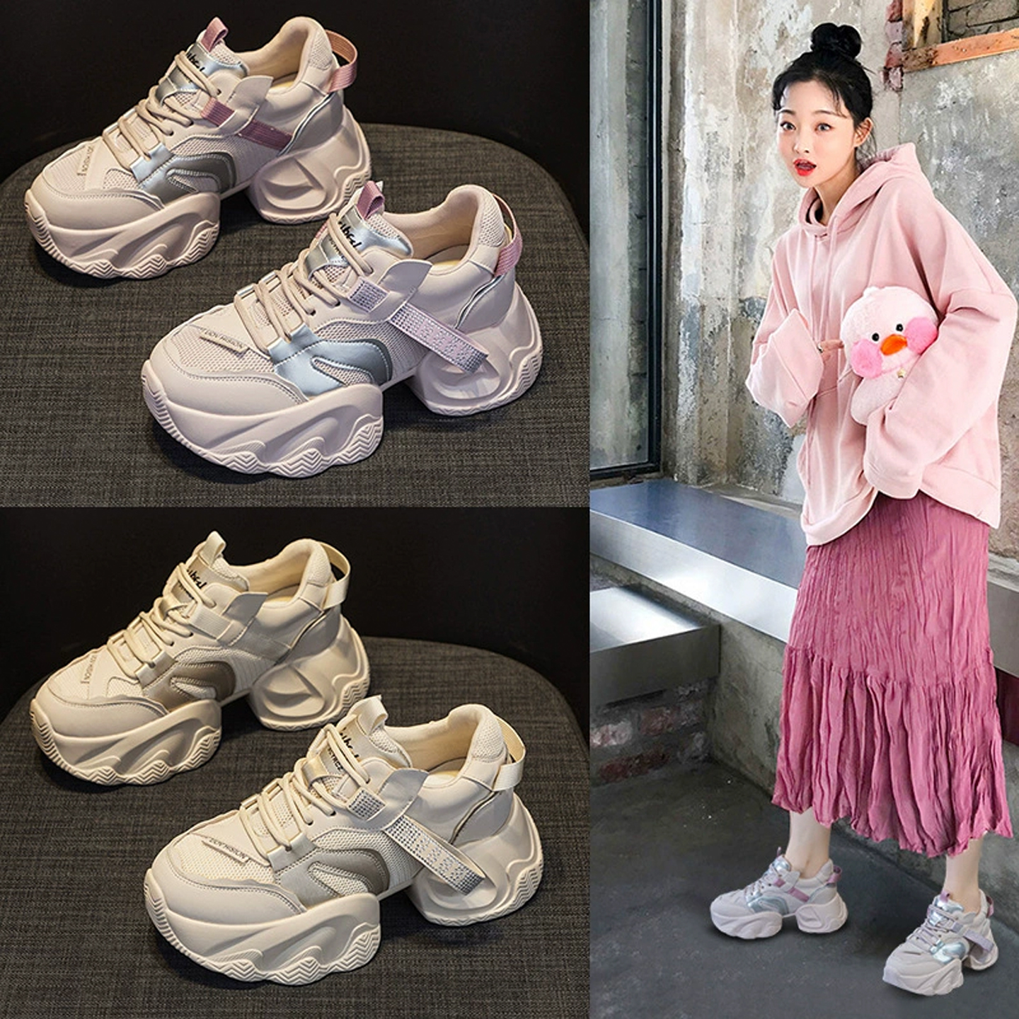 老爹鞋女鞋2025新款厚底内增高爆版休闲时尚百搭学生鞋女鞋