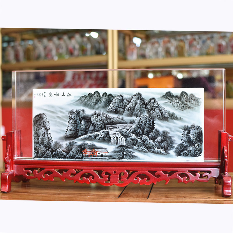 内画玻璃屏风玻璃水晶工艺品