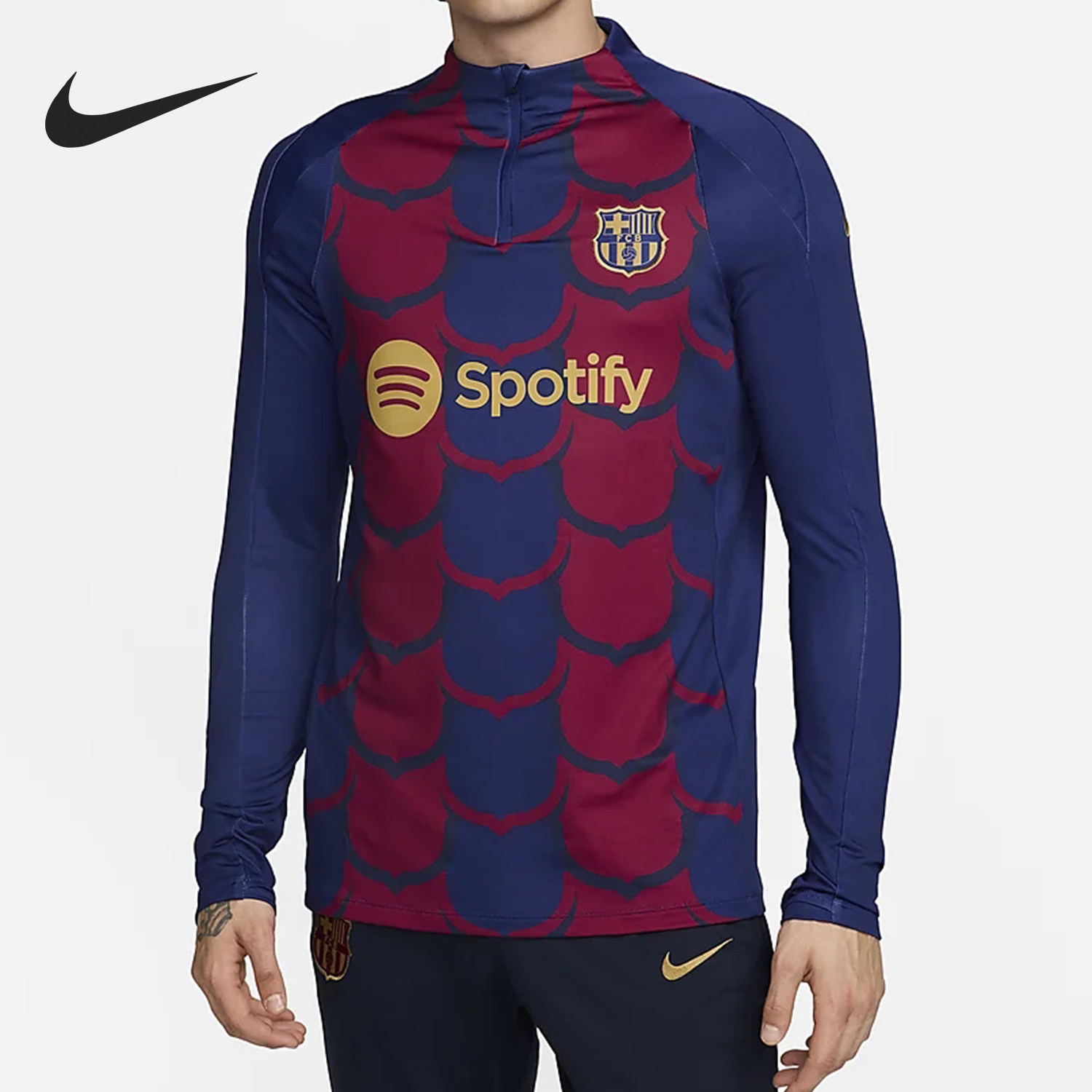 Nike/耐克正品巴萨 Strike男士足球训练半拉链卫衣FZ0361-621